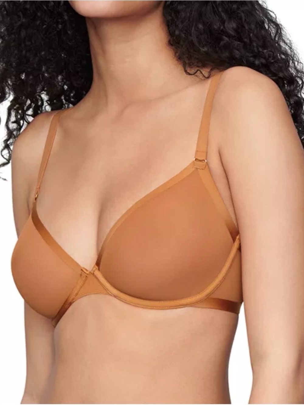 2 CUUP The Plunge Mesh Bras Caramel & Black 32D